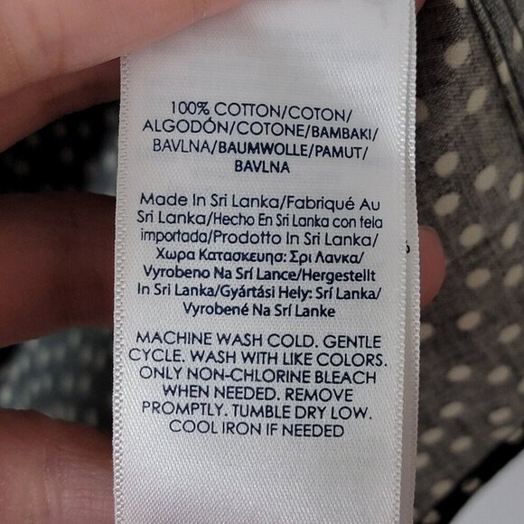 Chaps by Ralph Lauren Womens Black Polka Dots 3/4 Sleeves Button Up Top 2X - Picture 8 of 8